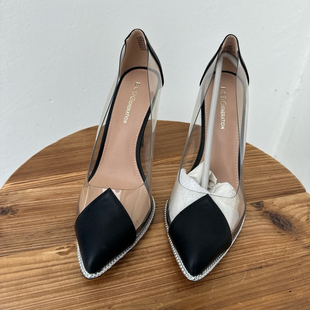 BCBGeneration Black and Cream Heels